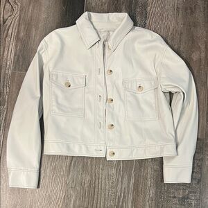 LOFT Cream Faux Leather Utility Jacket Size X-Small tag on